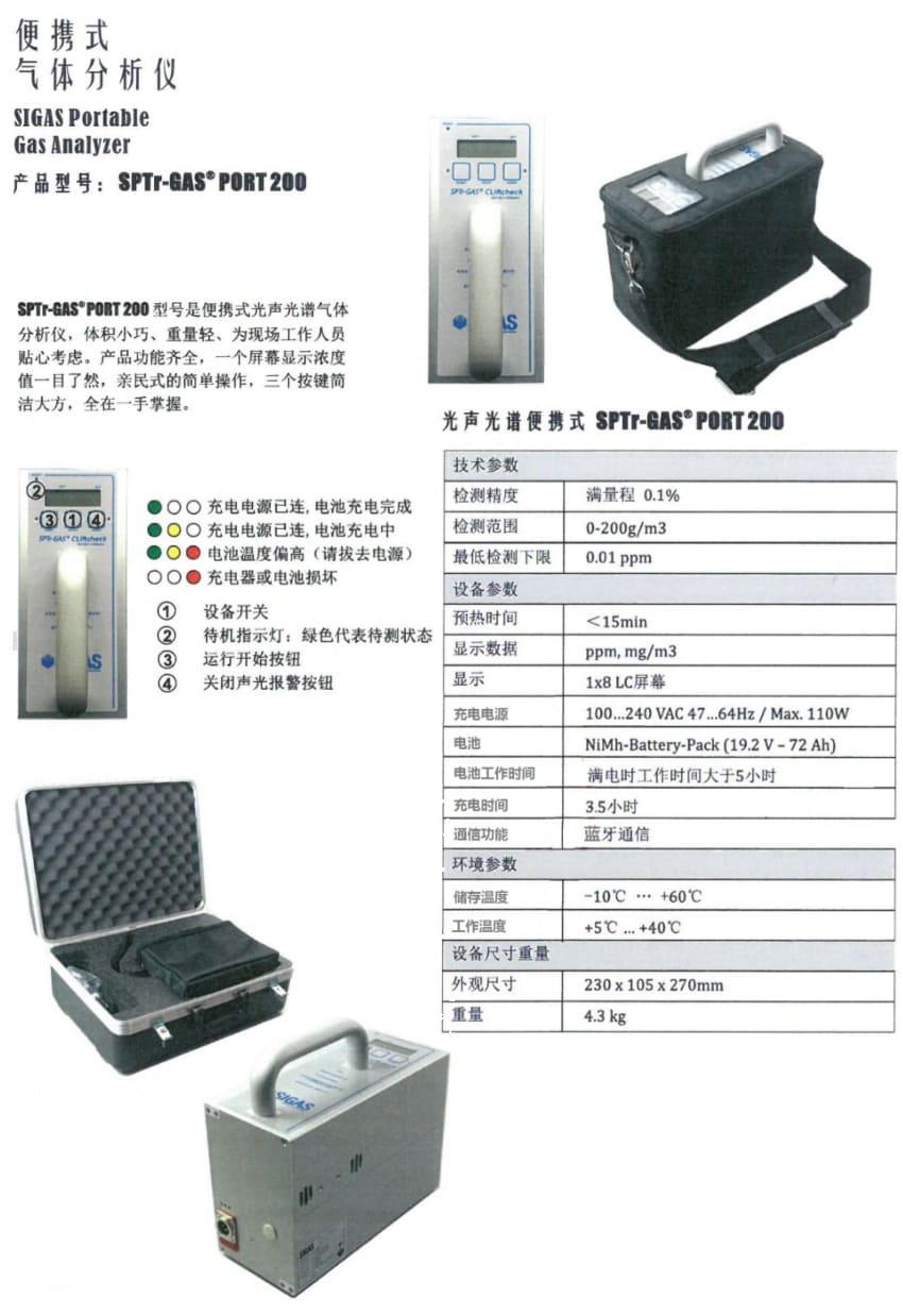 舒茨(SIGAS) SPTr-GAS PORT 200 光声光谱便携式气体分析仪 